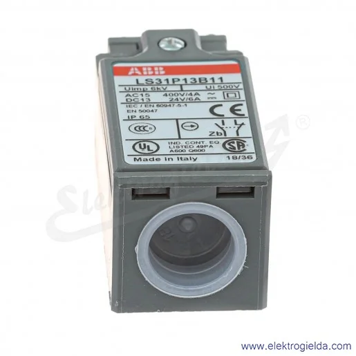 Wyłącznik krańcowy plastikowy 1SBV010113R1211, LS31P13B11, 1NO1NC, rolka 11mm, 250VDC, 400VAC, PG11 Wyłącznik krańcowy plastikowy 1SBV010113R1211, LS31P13B11, 1NO1NC, rolka 11mm, 250VDC, 400VAC, PG11