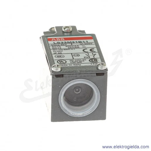 Wyłącznik krańcowy 1SBV013831R1211, LS33M31B11, 1NO1NC, 10A, dźwignia z rolką 12.5mm, metalowy Wyłącznik krańcowy 1SBV013831R1211, LS33M31B11, 1NO1NC, 10A, dźwignia z rolką 12.5mm, metalowy