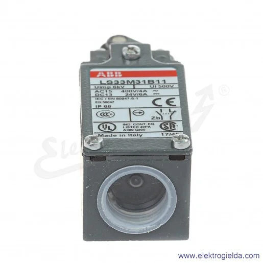 Wyłącznik krańcowy 1SBV013831R1211, LS33M31B11, 1NO1NC, 10A, dźwignia z rolką 12.5mm, metalowy Wyłącznik krańcowy 1SBV013831R1211, LS33M31B11, 1NO1NC, 10A, dźwignia z rolką 12.5mm, metalowy