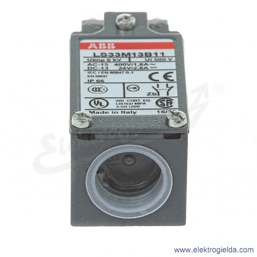 Wyłącznik krańcowy 1SBV013813R1211, LS33M13B11, 1NO1NC, 10A, trzpień z rolką 11mm, z tworzywa Wyłącznik krańcowy 1SBV013813R1211, LS33M13B11, 1NO1NC, 10A, trzpień z rolką 11mm, z tworzywa