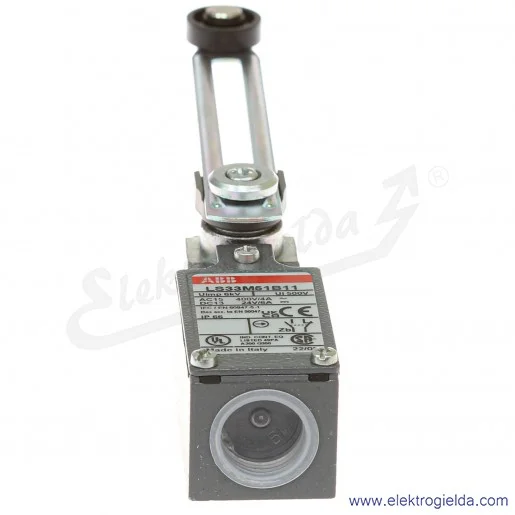Wyłącznik krańcowy 1SBV013851R1211, LS33M51B11, 1NO1NC, 10A, dźwignia regulowana z rolką 18mm, metalowy Wyłącznik krańcowy 1SBV013851R1211, LS33M51B11, 1NO1NC, 10A, dźwignia regulowana z rolką 18mm, metalowy