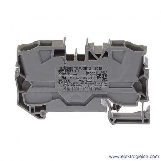 Złączka sprężynowa 2010-1201 10mm2 2-przewodowa, szara TopJob S Złączka sprężynowa 2010-1201 10mm2 2-przewodowa, szara TopJob S