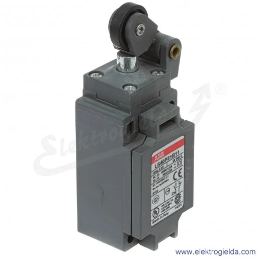 Wyłącznik krańcowy 1SBV010531R1211, LS40P31B11, 1NO1NC, Dźwignia z rolką 22mm, z tworzywa Wyłącznik krańcowy 1SBV010531R1211, LS40P31B11, 1NO1NC, Dźwignia z rolką 22mm, z tworzywa