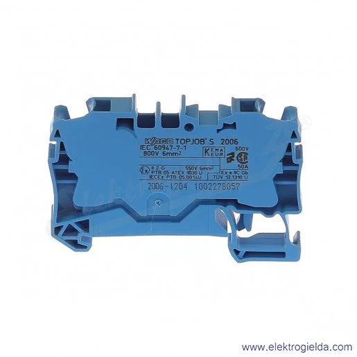 Złączka sprężynowa 2006-1204 6mm2 2-przewodowa, niebieska TopJob Złączka sprężynowa 2006-1204 6mm2 2-przewodowa, niebieska TopJob