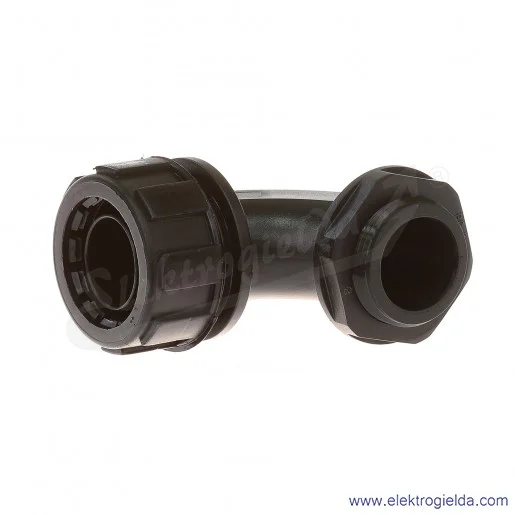 Dławik plastikowy E03DK-07050101111, FKD 9 BK, PG9, pod klucz 18, kątowy czarny Dławik plastikowy E03DK-07050101111, FKD 9 BK, PG9, pod klucz 18, kątowy czarny