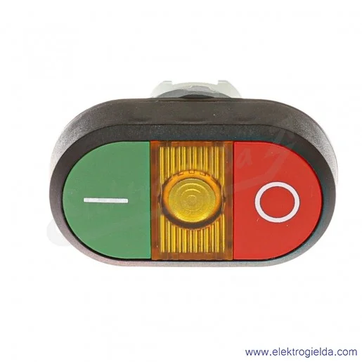 Napęd przycisku MPD211Y, podwójny, czerwony i zielony O/I, żółte podświetlenie, monostabilny, 22mm Napęd przycisku MPD211Y, podwójny, czerwony i zielony O/I, żółte podświetlenie, monostabilny, 22mm