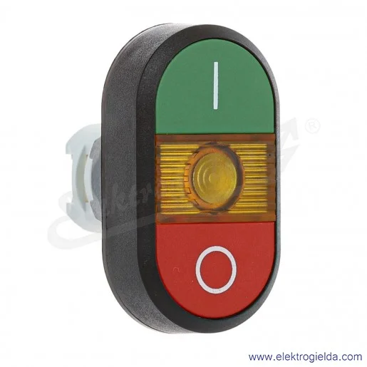 Napęd przycisku MPD211Y, podwójny, czerwony i zielony O/I, żółte podświetlenie, monostabilny, 22mm Napęd przycisku MPD211Y, podwójny, czerwony i zielony O/I, żółte podświetlenie, monostabilny, 22mm