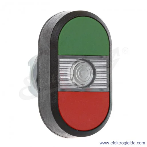 Napęd przycisku podwójny 1SFA611130R1108, MPD111C, zielony i czerwony, bez symbolu, podświetlenie białe, monostabilny Napęd przycisku podwójny 1SFA611130R1108, MPD111C, zielony i czerwony, bez symbolu, podświetlenie białe, monostabilny