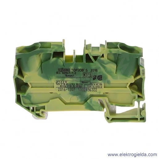 Złączka sprężynowa 2016-1207 16mm2 2-przewodowa, ochronna żółto-zielona PE TopJob S Złączka sprężynowa 2016-1207 16mm2 2-przewodowa, ochronna żółto-zielona PE TopJob S