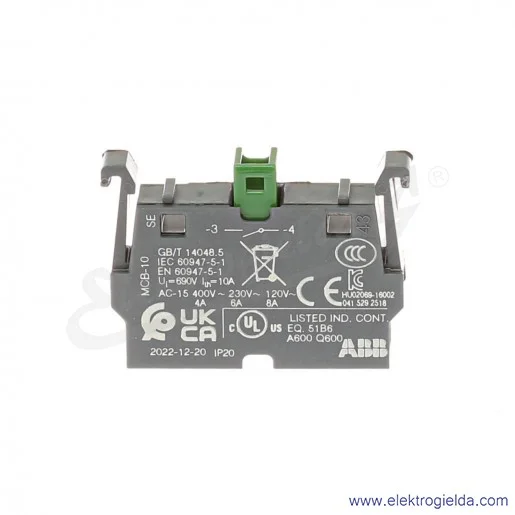 Styk MCB10, NO, 24VDC, 240VAC, pod przycisk Styk MCB10, NO, 24VDC, 240VAC, pod przycisk