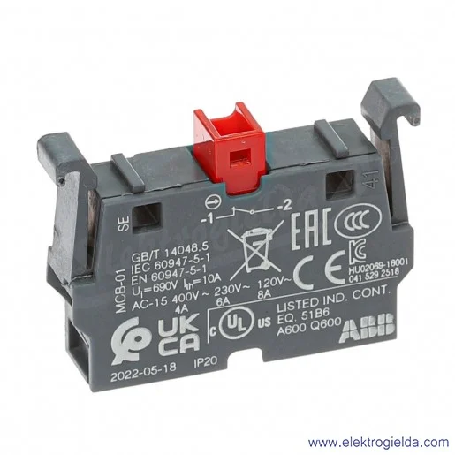 Styk pod przycisk, MCB01, 1NC Styk pod przycisk, MCB01, 1NC