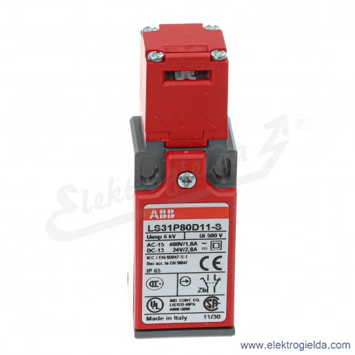 Wyłącznik krańcowy 1SBV030180R1411, LS31P80D11-S bezpieczeństwa, 1NO1NC, 10A, pierścień pociągany linką Wyłącznik krańcowy 1SBV030180R1411, LS31P80D11-S bezpieczeństwa, 1NO1NC, 10A, pierścień pociągany linką