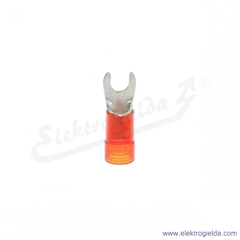 Końcówka widełkowa E09KO-02030300300, KWI 1/3,5 PC, 0,75-1mm2, M3,5, izolowana czerwona,100szt Końcówka widełkowa E09KO-02030300300, KWI 1/3,5 PC, 0,75-1mm2, M3,5, izolowana czerwona,100szt