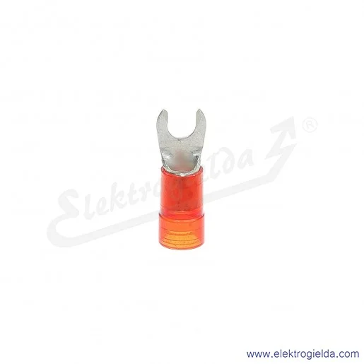 Końcówka widełkowa E09KO-02030300300, KWI 1/3,5 PC, 0,75-1mm2, M3,5, izolowana czerwona,100szt Końcówka widełkowa E09KO-02030300300, KWI 1/3,5 PC, 0,75-1mm2, M3,5, izolowana czerwona,100szt