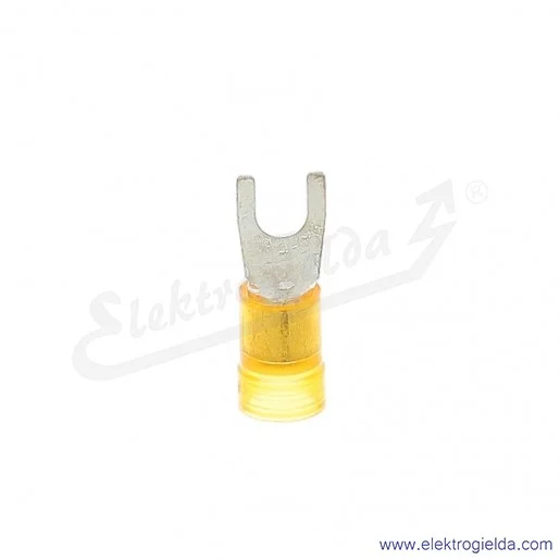 Końcówka widełkowa E09KO-02030302600, KWI 10/10 PC, 10mm2, M10, izolowana żółta, 100szt
 Końcówka widełkowa E09KO-02030302600, KWI 10/10 PC, 10mm2, M10, izolowana żółta, 100szt