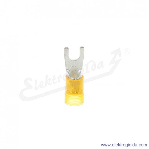 Końcówka widełkowa E09KO-02030302600, KWI 10/10 PC, 10mm2, M10, izolowana żółta, 100szt
 Końcówka widełkowa E09KO-02030302600, KWI 10/10 PC, 10mm2, M10, izolowana żółta, 100szt