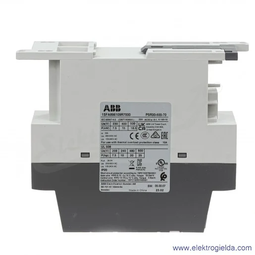 Softstart 1SFA896109R7000, PSR30-600-70, 15KW, 208...600VAC, 30A, montaż DIN Softstart 1SFA896109R7000, PSR30-600-70, 15KW, 208...600VAC, 30A, montaż DIN