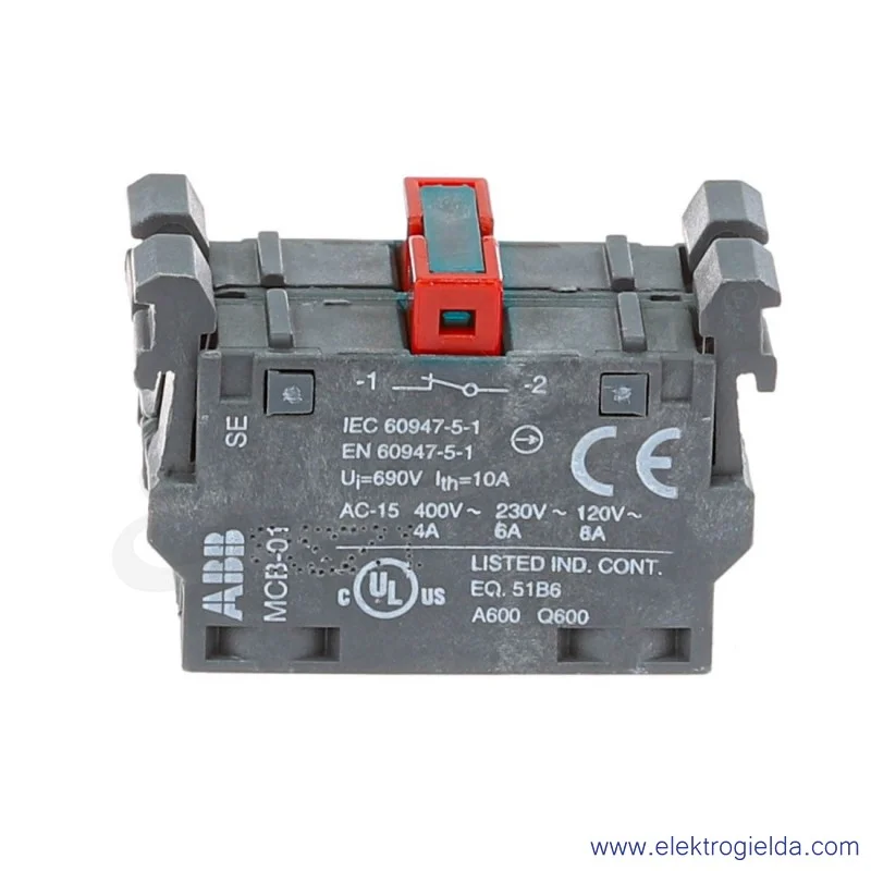 Blok styków 1SFA611610R1020, MCB-02, 2NC, 6A 240VAC, 5A 24VDC Blok styków 1SFA611610R1020, MCB-02, 2NC, 6A 240VAC, 5A 24VDC