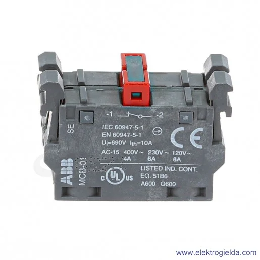 Blok styków 1SFA611610R1020, MCB-02, 2NC, 6A 240VAC, 5A 24VDC Blok styków 1SFA611610R1020, MCB-02, 2NC, 6A 240VAC, 5A 24VDC