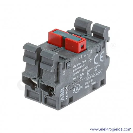 Blok styków 1SFA611610R1020, MCB-02, 2NC, 6A 240VAC, 5A 24VDC Blok styków 1SFA611610R1020, MCB-02, 2NC, 6A 240VAC, 5A 24VDC