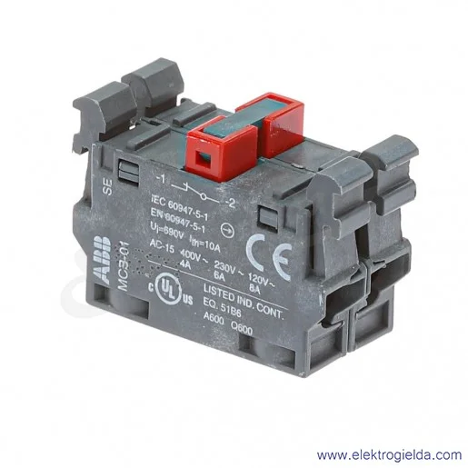 Blok styków 1SFA611610R1020, MCB-02, 2NC, 6A 240VAC, 5A 24VDC Blok styków 1SFA611610R1020, MCB-02, 2NC, 6A 240VAC, 5A 24VDC