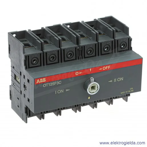 Przełącznik 1SCA105037R1001, OT125F3C 1-0-2, 125A, 86kVa, 45kW Przełącznik 1SCA105037R1001, OT125F3C 1-0-2, 125A, 86kVa, 45kW