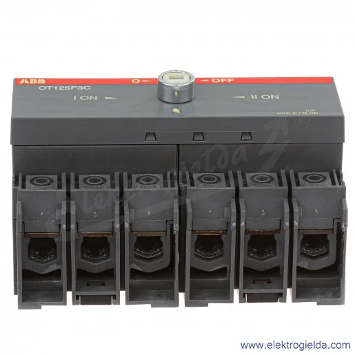 Przełącznik 1SCA105037R1001, OT125F3C 1-0-2, 125A, 86kVa, 45kW Przełącznik 1SCA105037R1001, OT125F3C 1-0-2, 125A, 86kVa, 45kW
