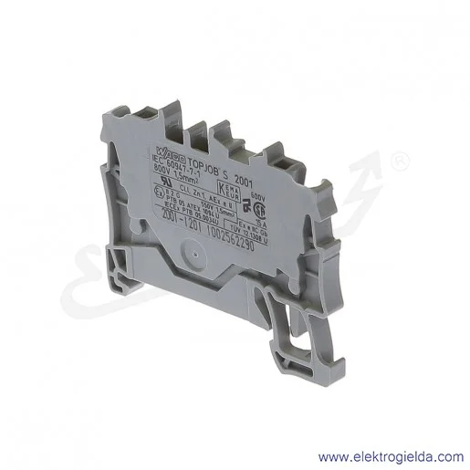 Złączka sprężynowa 2001-1201 1,5mm2 2-przewodowa, szara TopJob S Złączka sprężynowa 2001-1201 1,5mm2 2-przewodowa, szara TopJob S