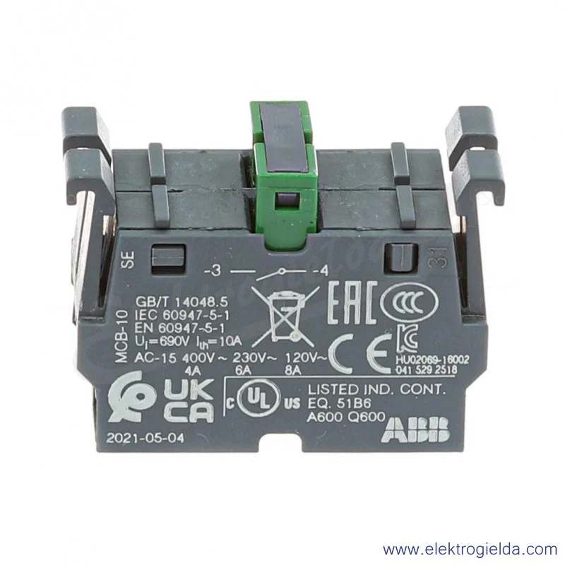 Blok styków 1SFA611610R1002, MCB-20, 2NO, 6A 240VAC, 5A 24VDC Blok styków 1SFA611610R1002, MCB-20, 2NO, 6A 240VAC, 5A 24VDC