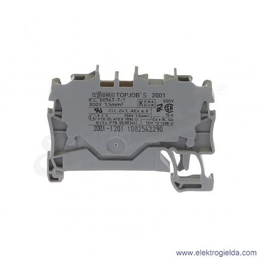 Złączka sprężynowa 2001-1201 1,5mm2 2-przewodowa, szara TopJob S Złączka sprężynowa 2001-1201 1,5mm2 2-przewodowa, szara TopJob S