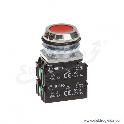 Przycisk sterowniczy NEF30 Kc2X2Y czerwony kryty 30mm 2NO+2NC Przycisk sterowniczy NEF30 Kc2X2Y czerwony kryty 30mm 2NO+2NC