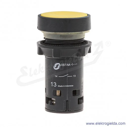 XB7NA81 Przycisk płaski żółty 1NO samo powrotny bez oznaczenia bez podświetlenia XB7NA81 Przycisk płaski żółty 1NO samo powrotny bez oznaczenia bez podświetlenia