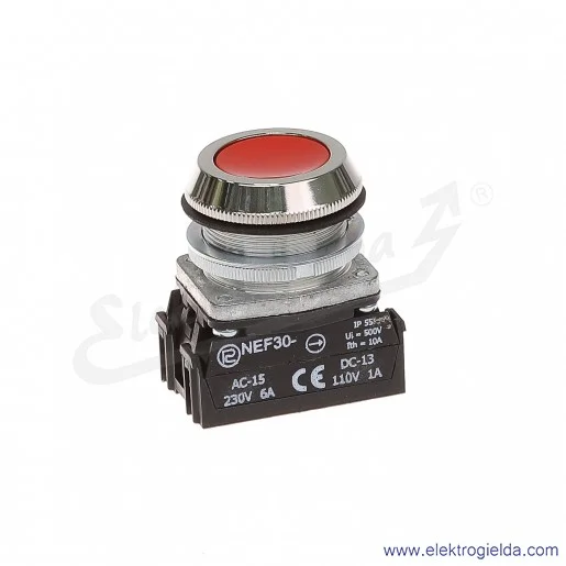 Przycisk sterowniczy NEF30 KcY czerwony kryty 30mm 1NC Przycisk sterowniczy NEF30 KcY czerwony kryty 30mm 1NC
