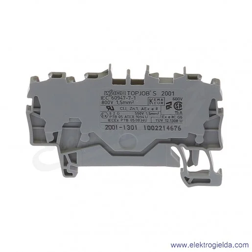 Złączka sprężynowa  2001-1301 1,5mm2 3-przewodowa,  szara TopJob S Złączka sprężynowa  2001-1301 1,5mm2 3-przewodowa,  szara TopJob S