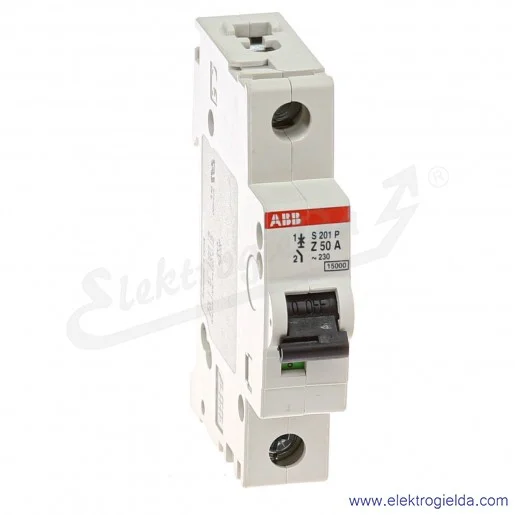 Wyłącznik nadprądowy 2CDS281001R0578, S201P-Z50, 1P, 50A, typ Z, 15kA Wyłącznik nadprądowy 2CDS281001R0578, S201P-Z50, 1P, 50A, typ Z, 15kA