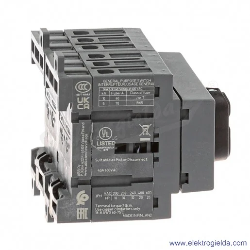 Przełącznik zasilania 1SCA104913R1001, OT40F3C, 1-0-2, 3P, 40A, bez wałka i dźwigni Przełącznik zasilania 1SCA104913R1001, OT40F3C, 1-0-2, 3P, 40A, bez wałka i dźwigni