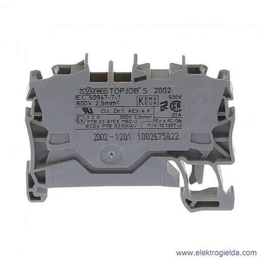 Złączka sprężynowa 2002-1201 2,5mm2 2-przewodowa, szara TopJob S Złączka sprężynowa 2002-1201 2,5mm2 2-przewodowa, szara TopJob S