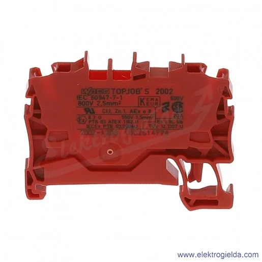 Złączka sprężynowa 2002-1203 2,5mm2 2-przewodowa, czerwona TopJob S Złączka sprężynowa 2002-1203 2,5mm2 2-przewodowa, czerwona TopJob S
