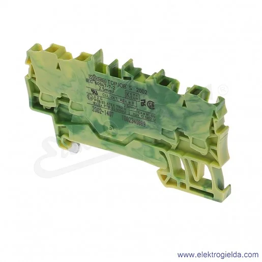 Złączka sprężynowa 2002-1407 2,5mm2 4-przewodowa, ochronna żółto-zielona PE TopJob S Złączka sprężynowa 2002-1407 2,5mm2 4-przewodowa, ochronna żółto-zielona PE TopJob S