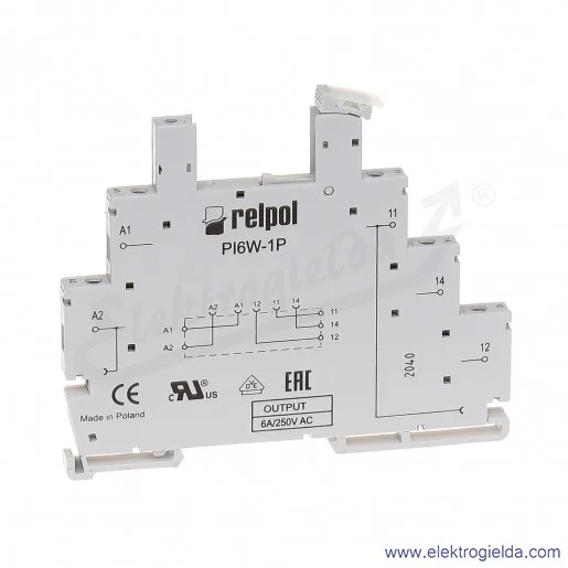 Gniazdo wtykowe PI6W-1P do przekaźnika RM699BV i RSR3 bez elektroniki Gniazdo wtykowe PI6W-1P do przekaźnika RM699BV i RSR3 bez elektroniki