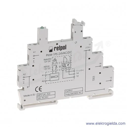 Gniazdo wtykowe PI6W-1PS-24VAC/DC do przekaźnika RM699BV i RSR30 Gniazdo wtykowe PI6W-1PS-24VAC/DC do przekaźnika RM699BV i RSR30