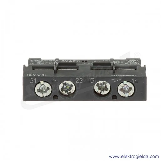 Blok styków pomocniczych GVAE11, 1NO+1NC montaż górny, zaciski śrubowe Blok styków pomocniczych GVAE11, 1NO+1NC montaż górny, zaciski śrubowe