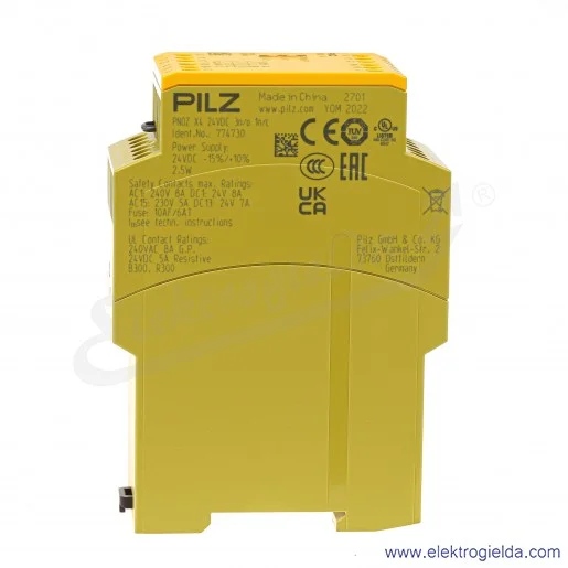 Przekaźnik bezpieczeństwa 774730 PNOZ X4 24VDC, 3NO 1NC start automatyczny/ręczny/monitorowany, zaciski śrubowe, wejścia: okabl Przekaźnik bezpieczeństwa 774730 PNOZ X4 24VDC, 3NO 1NC start automatyczny/ręczny/monitorowany, zaciski śrubowe, wejścia: okabl