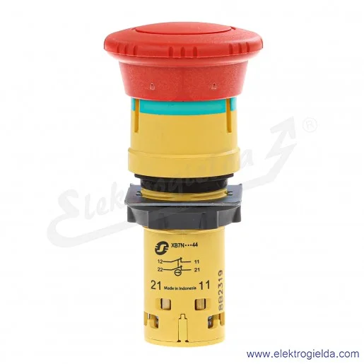 XB7NS8444 Przycisk grzybkowy STOP bezpieczeństwa czerwony 2NC odryglowywany przez obrót XB7NS8444 Przycisk grzybkowy STOP bezpieczeństwa czerwony 2NC odryglowywany przez obrót