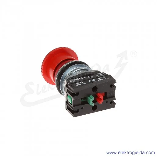 Przycisk awaryjny NEF30 DRPcXY czerwony dłoniowy ryglowany 30mm 1NO+1NC Przycisk awaryjny NEF30 DRPcXY czerwony dłoniowy ryglowany 30mm 1NO+1NC