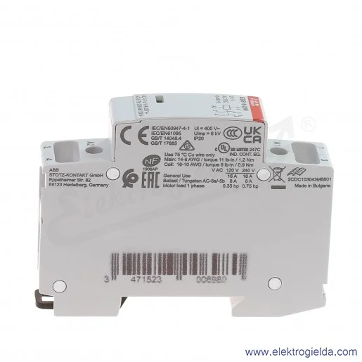 Stycznik modułowy ESB16-20N-01 16A 2NO 24V AC/DC Stycznik modułowy ESB16-20N-01 16A 2NO 24V AC/DC