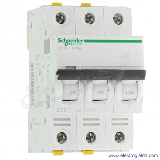 Wyłącznik nadprądowy iC60N-C50-3 C 50A 3-biegunowy Wyłącznik nadprądowy iC60N-C50-3 C 50A 3-biegunowy