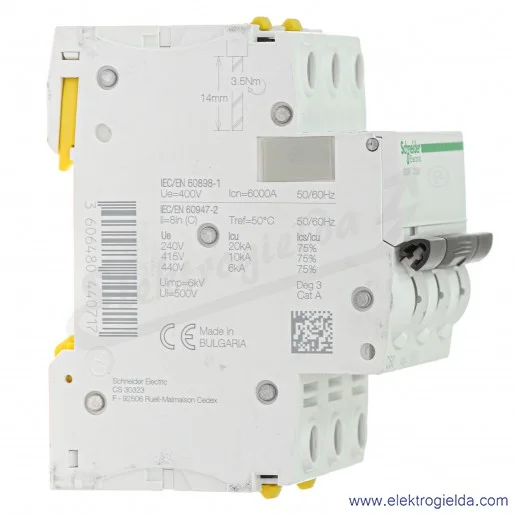 Wyłącznik nadprądowy iC60N-C50-3 C 50A 3-biegunowy Wyłącznik nadprądowy iC60N-C50-3 C 50A 3-biegunowy