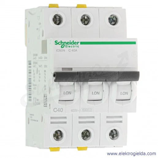 Wyłącznik nadprądowy iC60N-C40-3 C 40A 3-biegunowy Wyłącznik nadprądowy iC60N-C40-3 C 40A 3-biegunowy