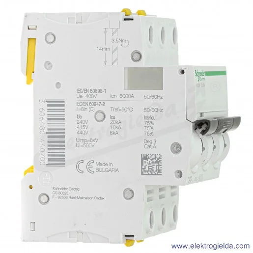 Wyłącznik nadprądowy iC60N-C40-3 C 40A 3-biegunowy Wyłącznik nadprądowy iC60N-C40-3 C 40A 3-biegunowy